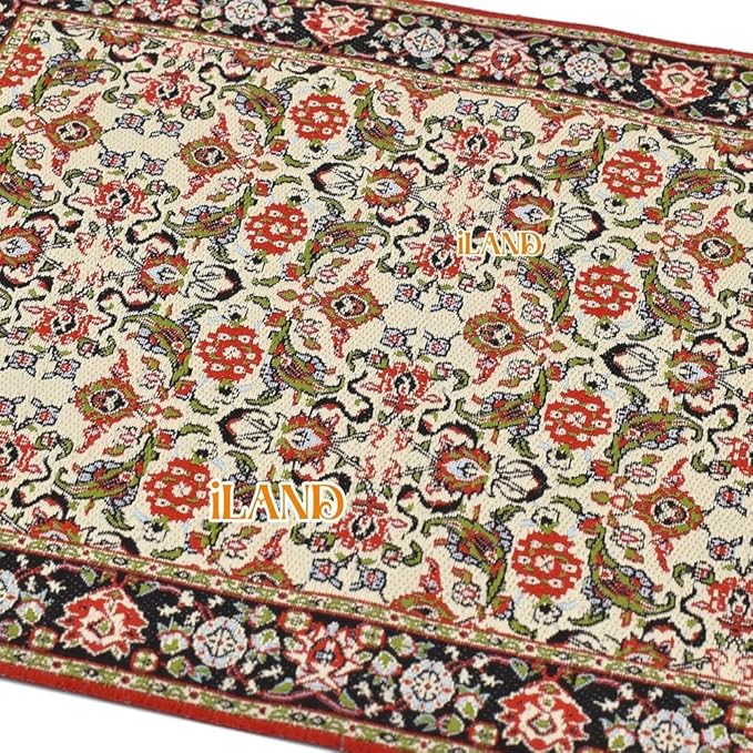 iLAND Miniature Dollhouse Accessories of Woven Dollhouse Rug 9.4” x 5.7” 9.2" x 1.8" for Dollhouse Furniture on 1/12 Scale and Dolls 3” - 12” (2pcs Spring)