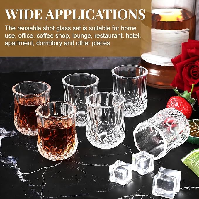 Meanplan Mini Shot Glasses Set Tasting Glasses Heavy Base Clear Shot Cup Cute Cordial Mini Wine Cups for Serving Whiskey, Wine, Juice (1.7oz,60 Pcs)