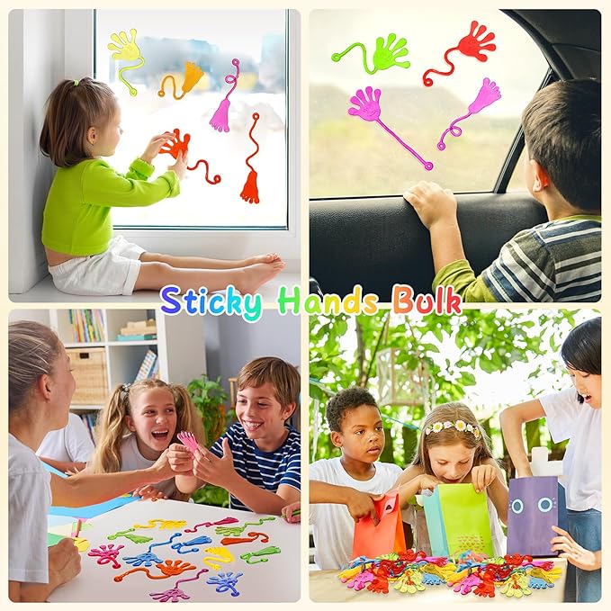 Sticky Hands Bulk 60 PCS Party Favors for Kids 4-8,8-12 Year Stretchy Sticky Hand Feet Goodie Bags Stuffers for Kids Treasure Box Toys for Classroom Small Mini Prizes Birthday Party Supplies Slap Hand