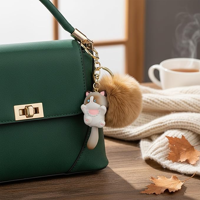 Jekvill Cat Keychain bag charms for handbags Cute Keychains for Women Kawaii Cat Backpacks Accessories cat plush keychain