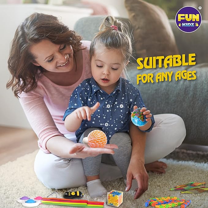 Gift Fidget Box Toys Pack for Kids 3-12, FunKidz Sensory Toys for Boys Girls Age 7-12 Autistic Children in Mystery Storage Portable Box