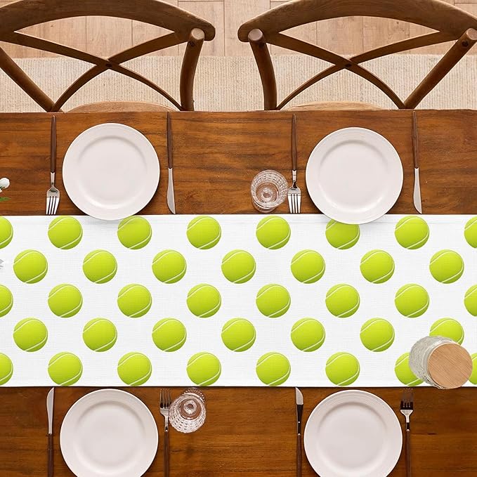 Buxiuer Tennis Party Decorations Tennis Table Runner Sport Balll Birthday Party Decor Game Day Baby Shower Dining Room Home Kitchen Table Decor