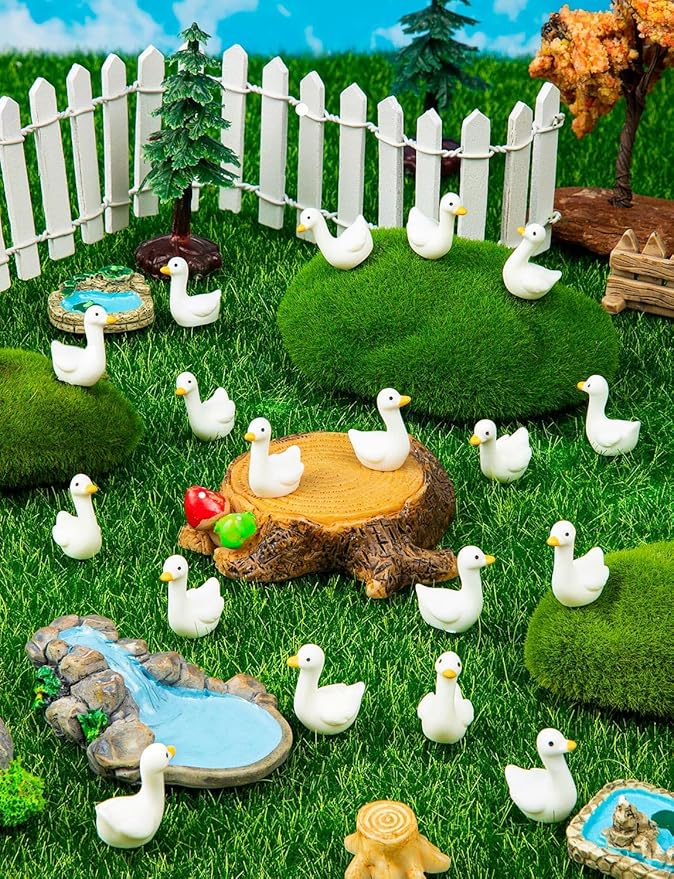 180Pcs Mini Gooses Resin, Tiny Resin Goose DIY Crafts, Lawn Yard Garden Decorfor Dollhouse Fairy Gardens Micro Landscape DIY Crafts