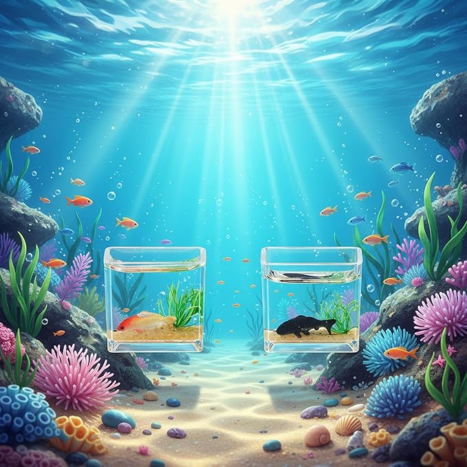 2 Pcs Miniature Fish Tank, Dollhoue Accessories Fish Bowls Resin Goldfish Gras Fish Figurine for Garden Scene Decor, Dollhouse Miniature DIY Craft, Aquarium Fish Ornament
