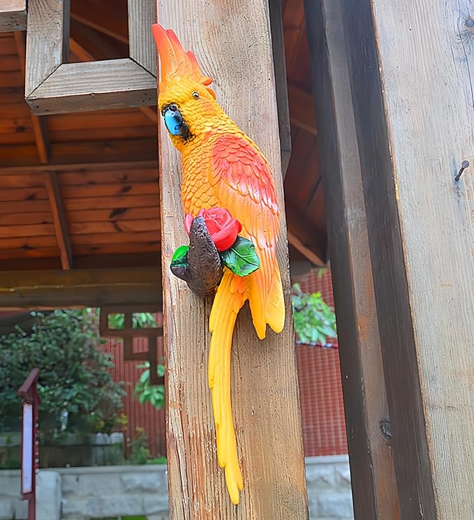 coolboy Hanging Parrot Bird Statues Decor,Tropical Real Resin Bird Figurines,Home Ornament Decor for Tiki Bar,Perfect for Yard Ornaments,Tree Decorations Outdoor,Patio,Lawn,Tree Trunk, Porch