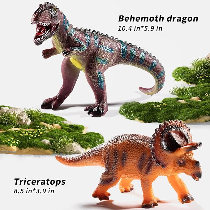 Big Dinosaur Toys for Kids 3-5, 7 Piece Realistic Soft Dinosaur Figures, Jumbo Dinosaur Toys for Kids 5-7, Dinosaur Party Favors, Birthday Gifts for Boys & Girls