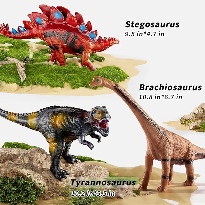 Big Dinosaur Toys for Kids 3-5, 7 Piece Realistic Soft Dinosaur Figures, Jumbo Dinosaur Toys for Kids 5-7, Dinosaur Party Favors, Birthday Gifts for Boys & Girls