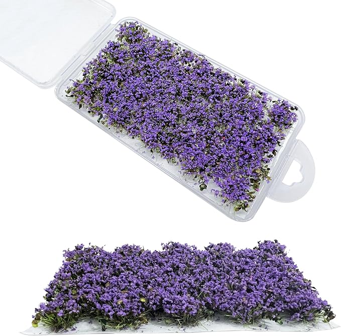 Woohome Purple Static Grass Tufts, 32 PCS Nylon Sculpture for DIY Architecture Building Model Train Landscape Railroad Scenery