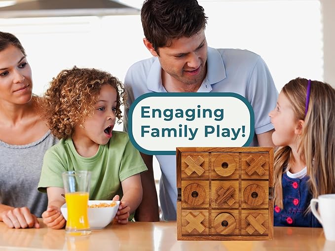 BSIRI Extra Large Tic Tac Toe Board Games - Ideal for Kids Games, Family Games and Game Night for Adults, Farmhouse Decor for Coffee Table Decor, Unique Gifts for All Occasion (8.6 Inch)