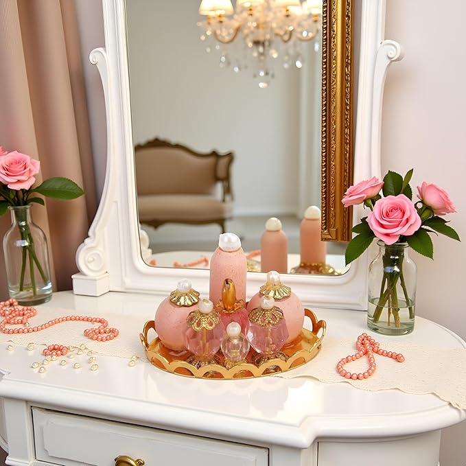 1Pc Pink 1/12 Miniature Perfume Tray Dollhouse Decoration Accessories, Dollhouses Accessories，Dollhouse Decor，Miniature Dollhouse DIY Accessorie