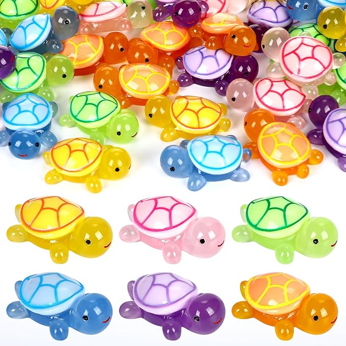 36 Pcs Luminous Large Turtle Glow in The Dark Resin Turtle Resin Sea Animal Miniature Glow in The Dark Figurines Statue for Micro Landscape Fairy Garden DIY Craft Decor