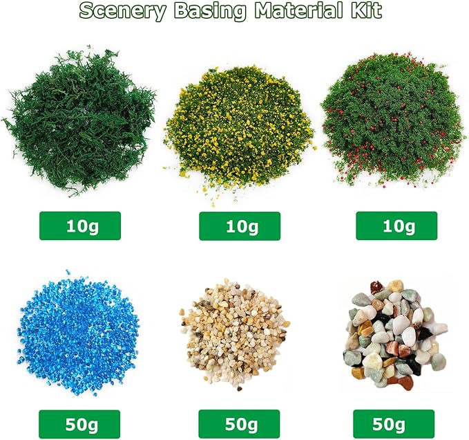 42Pcs Diorama Supplies Kit, Model Trees, Miniature Palm Trees, Architecture Tree, Decorative Sand, Stone, Grass, Moss Stick,Scenery Basing Material Kit for DIY Craft, Model Train Scenery