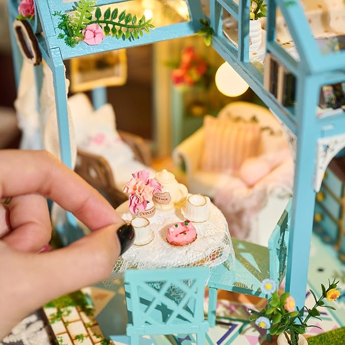 BenBen DIY Miniature House Kit, Mini House Building Kit for Adults, Model Craft Kits with Furniture, Tiny Dollhouse Diorama to Build for Hobbies, Gifts for Family and Friends(Garden Tea House)