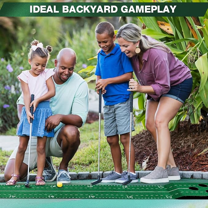 Wekin Indoor Putting Green Game Set, Golf Putting Game with Metal Putter & Golf Balls, Golf Putting Mat Training Aid for Backyard,Party,Office