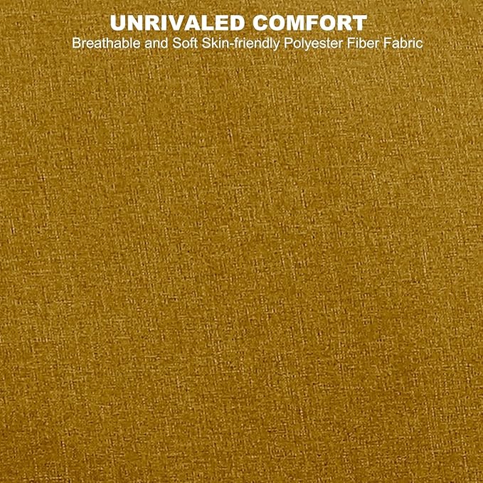 asunflower Small Loveseat Sofa 52 Inch Office Couch Yellow Comfy Linen Fabric 2 Seater Sofa Small Space Couch Tool-Free Assembly Love Seats for Bedroom,Drom Room,Kid's Room