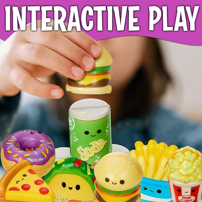 Playbees Mini Squish Fast Food Toys - 10 Pack - Assorted Designs Slow-Rise Stress Relief Toys for Kids, Mini Fidget Toys for Sensory Play, Party Favors, Junk Food Goodie Bag Fillers for Boys & Girls