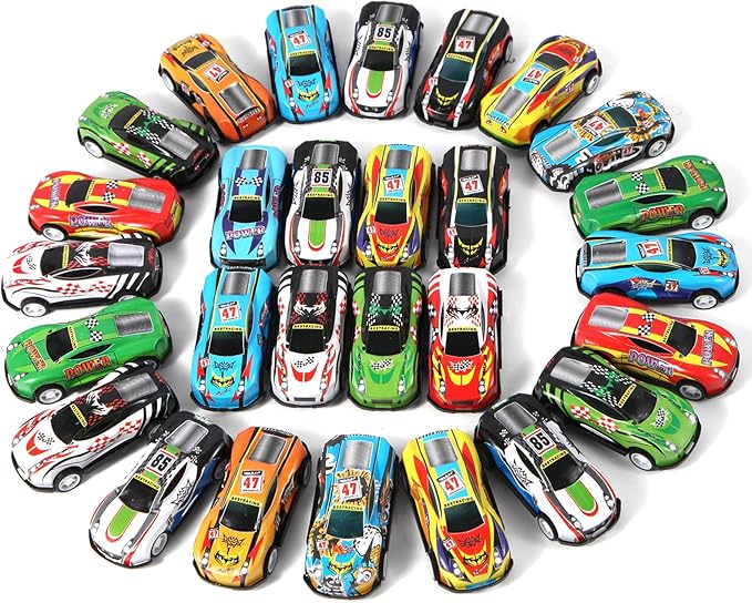 Benzem 28 Pack Pull Back Cars for Kids, Mini Vehicles Toy Bulk Party Favor Race Cars Toys, Goodie Bag Stuffers, Pinata Fillers for Boys Girls Toddlers
