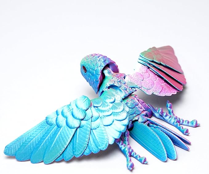 3D Printed Flexible Parrot Model,Bird with Wing,Movable Joints,Home Office Decor,Interesting Toys for Autism/ADHD,Festival Gifts toco,Fidget Toys, Executive Desk Animals Toy (Colorful 4)