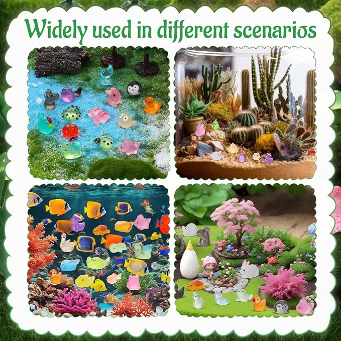 50Pcs Luminous Mini Resin Animals Blind Bags Glow in The Dark Miniature Animals Figurines Tiny Animal to Hide for Party Favors Fairy Garden Landscape Dollhouse Decor