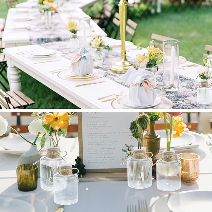 24PCS 4.7 inch Small Plastic Vases Base para Blores Baturales Transparent Short Cylinder Flower Bud vases Bulk centerpieces for Tables for Parties, Weddings & Home