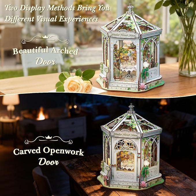CUTEBEE Book Nook Kit - Flower House Florist DIY Dollhouse Miniature House Kit 3D Wooden Puzzle Model Building Set, Bookshelf Room Decor, DIY Craft Gifts for Adults Teens 14+ (Windsor Flower House)