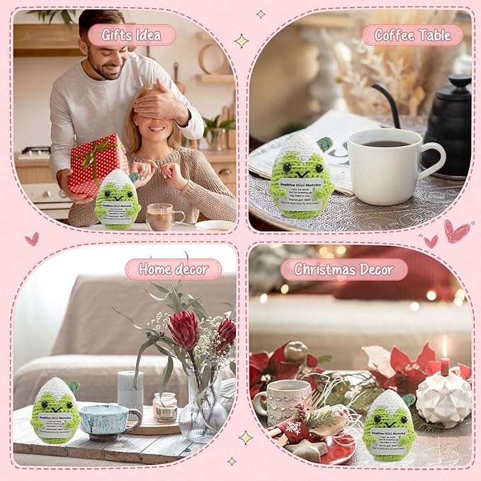 Fouliki Handmade Cute Matcha Valentine's Day Present for Her or Him,Best Friend,Colleague,Birthday Holiday Cheerful Matcha Lover Gifts,Macha Keychain Crochet