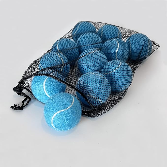 HiBallBall 12-Pack Practice Tennis Balls for Beginners & Dogs - Reusable Mesh Carry Bag Included - Ideal for Tennis Training, Pet Play, Fetch