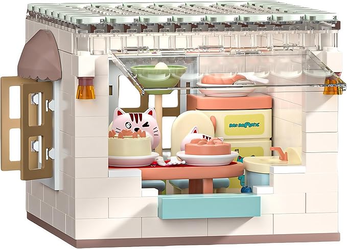 kvlidvo Koko's Cat Town DIY Miniature House Kit,Tiny House Dining Room Building Kits,Purrfect Dollhouse with 259PCS,Gift for Cat Lovers Teens Kids Ages 3+