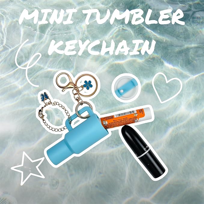 ERTUNA Mini Tumbler Keychain Accessories for Stanley Cup, 2 Way Cute Charms Chapstick Lip Balm Holder for Women Purse Handbag