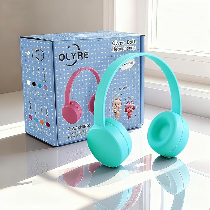 Olyre Doll Headphones for Dolls, Fits 17cm(6.69") Height Trendy Dolls or 1/6 BJDs, Miniature Headset Costume/Clothing Accessory (Doll Not Included) (Blue)
