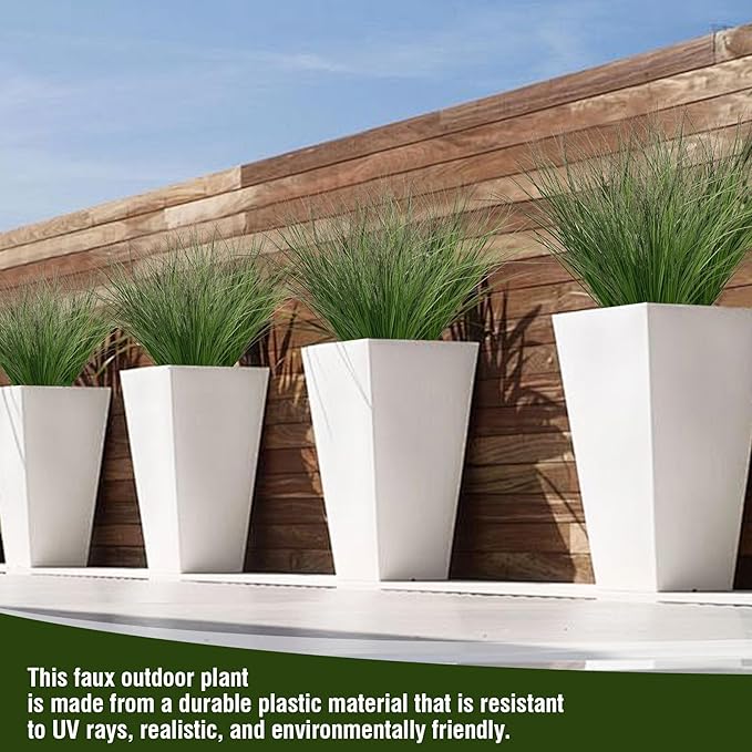 Ttranewsoo 24PCS Realistic Minimalist Artificial Grass, Green, 17 inches, Plastic, Perfect for Indoor and Outdoor Decoration
