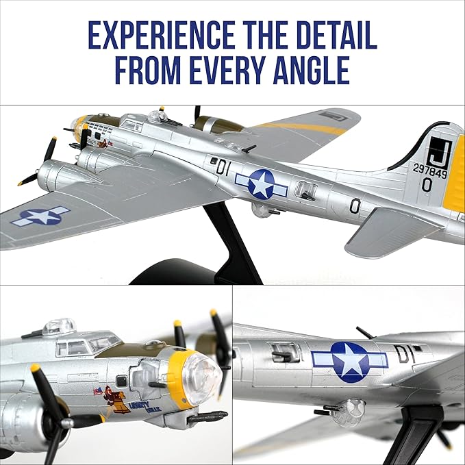Daron Boeing B-17 Flying Fortress B-17G Die-Cast Model – 1:155 Scale WWII Heavy Bomber Replica with Display Stand, Highly Detailed, 5.75” Length x 8” Wingspan, Adult Collectible Ages 14+