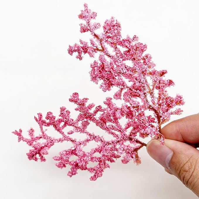 Cayway Miniature Colorful Flower Cluster, Pink Trees Static Grass Tufts Flower Vegetation Groups for DIY Model Train Landscape Railroad Scenery