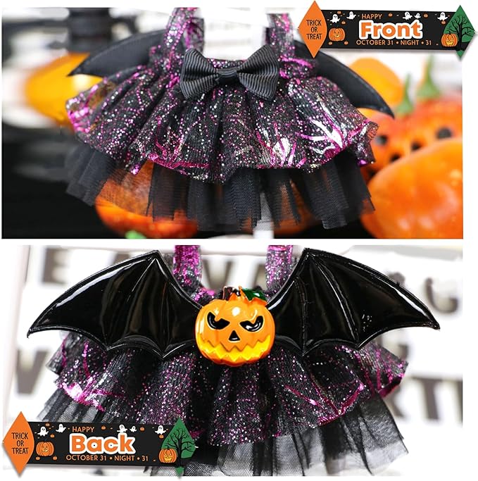 Clothes for LABUBU Doll (NO Doll), 2-Piece Devil Angel Accessories for LABUBU 17cm Dolls, Premium Fashion Outfit for LABUBU Unique Dress Up - Skeleton Hair Clip + Devil Dress with Angel Wings