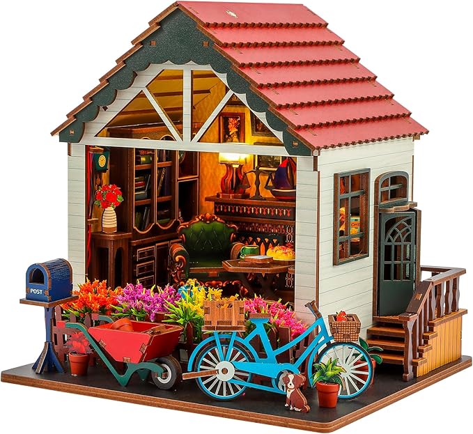 DIY Miniature Dollhouse Miniature Toy House Adult Book Nook kit 3D Wooden Puzzle Holiday Decoration Creative Gift for Family/Friends