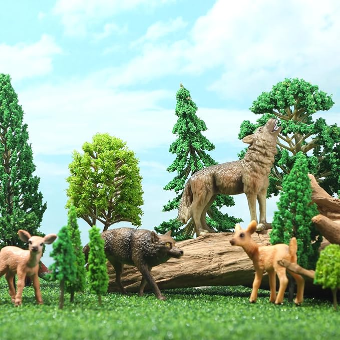 Skylety 70 Pieces Model Trees 1.2-6.3 Inch Mixed Miniature Toy Trees Diorama Supplies Fake Plants for Train Scenery Architecture DIY Crafts, Building Model Scenery Landscape Natural Green(Vintage)