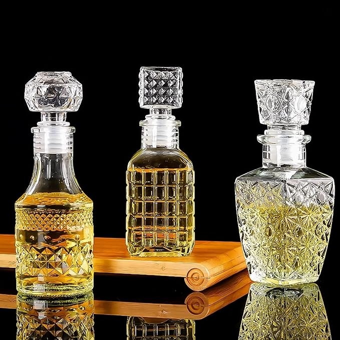 JQWIN AlifordGlass Mini Glass Bottles with 6 Different Shapes Can be Used for Self-Made juicing, Wine Bottles or Whiskey Decanter