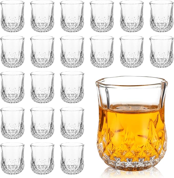 mekueeex 24 Pcs Shot Glasses 1.5oz Small Mini Shot Glasses Classic Whisky Vodka Tequila Sherry Brandy Cordial Mini Snifters Glasses For Parties Bars