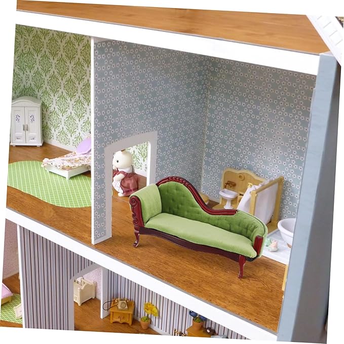Doll House Mini Chaise Couch Ornaments Dollhouse Living Room Furniture Dollhouse Sofa Arm Chair Miniature Couch Mini Sofa Model Doll Furniture Miniature Vintage Sofa Sofas Birch
