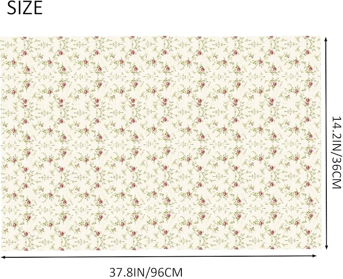 Miniature Dollhouse Accessories Wall Paper 37.8 * 14.2Inch - Wallpaper Self-Adhesive Fit for 1/12 1/6 Scale Decorative Stickers - Rose