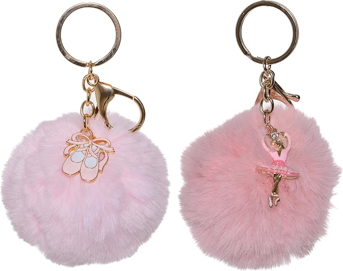 Dreams and Whispers Faux Fur Ball Pom Pom Key Chain Ring for Women Bag Pendant