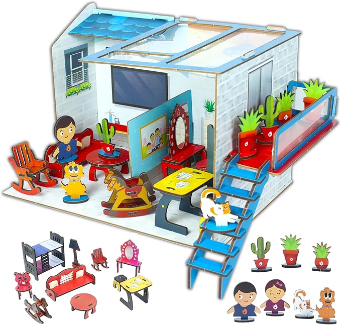 DIY Dollhouse Kit for Girls Ages 5–9 | Miniature House 3D Puzzle with Furniture & Accessories | Build & Play STEM Craft Kit for Girls 5 6 7 8 9 10
