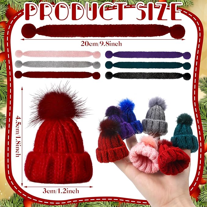 Bencailor 48 Pcs Mini Christmas Knitting Hats and Mini Christmas Scarf Set Knitting Doll Hat Scarf Santa Knit Hat Tree Ornaments for DIY Craft Art Doll Decoration (Multicolor)