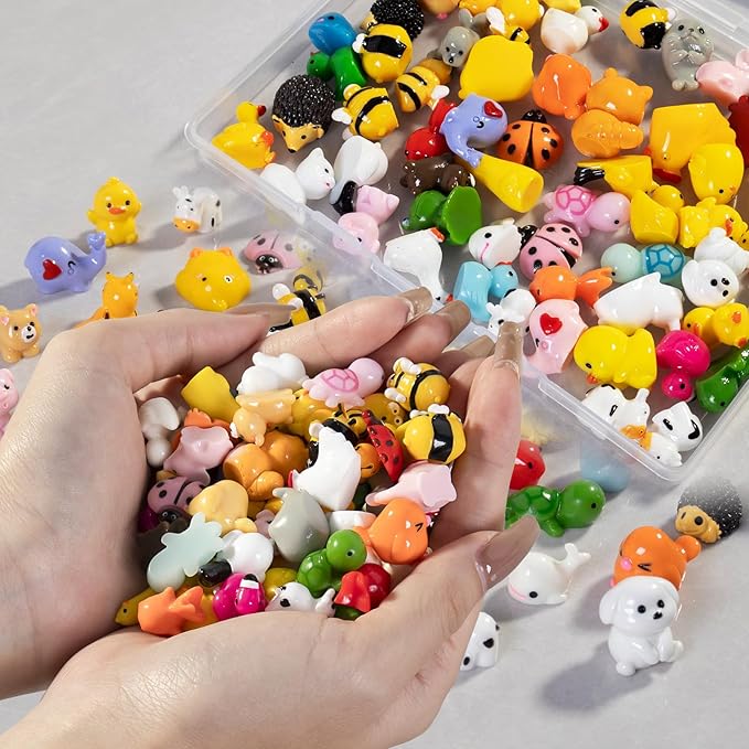60pcs Mini Resin Animal Figurines: 60 Styles Tiny Animal Figures for Micro Fairy Garden, Landscape Accessories, Dollhouse, Hide Crafts, Decor, Aquarium