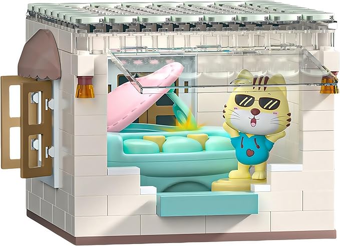 kvlidvo Koko's Cat Town DIY Miniature House Kit,Tiny House Piano Room Building Kits,Purrfect Dollhouse with 247PCS,Gift for Cat Lovers Teens Kids Ages 3+