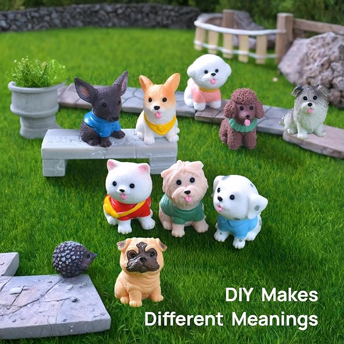 24 Pcs Mini Cat Dog Figurines Set, Cute Realistic Resin Animal Models & Cake Toppers, Miniature Ornaments for Home Desk Decor, Birthday Party Favors, Car Decor, Wedding