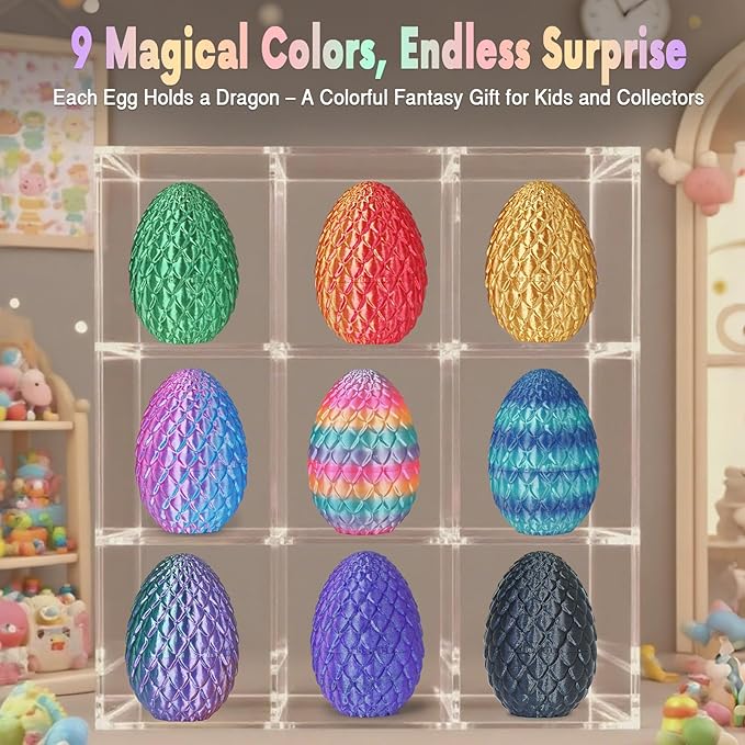Small Dragon Eggs with Dragon Inside, 3D Printed Surprise Funny Gifts for Kids, Articulated Dragon Fidget Toys for Adults, Executive Desk Toys Office Room Décor (Gold)