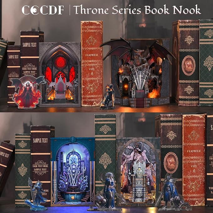 Book Nook Kit - DIY Miniature House Dollhouse Kit for Beginners, Adults and Teens, Booknook Tiny House Bookshelf Decor, Gifts for Family, Friends (Throne of Blades)