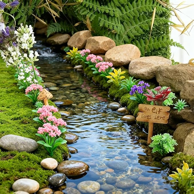 105 Pcs Miniature Plant Set,Mini Trees Flowers Shrubs Diorama Garden Supplies for Crafts,Mini Fake Plastic Trees for Diorama Train Garden Scenery Railway Sand Architecture Model Supplies