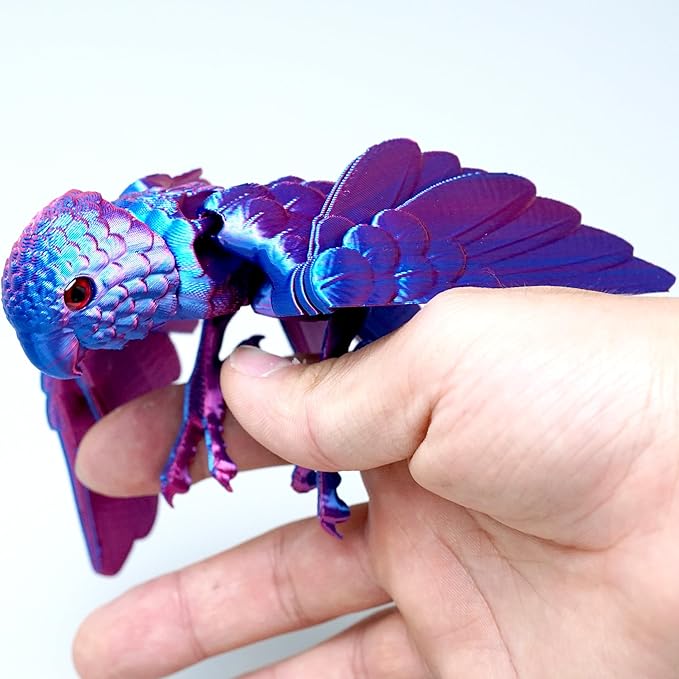 3D Printed Flexible Parrot Model,Bird with Wing,Movable Joints,Home Office Decor,Interesting Toys for Autism/ADHD,Festival Gifts toco,Fidget Toys, Executive Desk Animals Toy (Colorful 2)